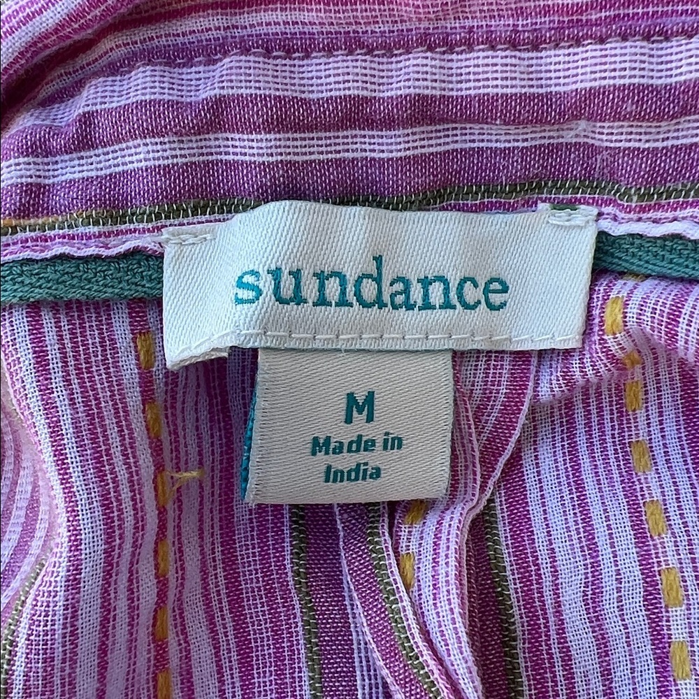 Sundance Women's Pink Striped Crop Button up Shirt Size M - Picture 8 of 9